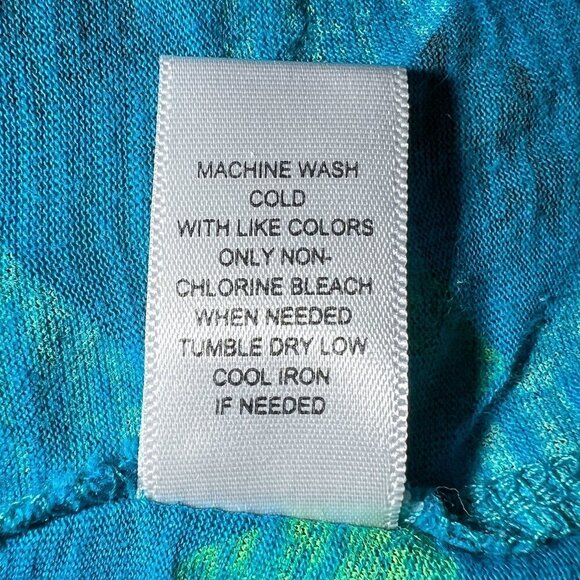 Women's Lilu Graphic Long Sleeve Tee | Teal | Size Small | V-Neck Top | Cotton - Picture 10 of 10